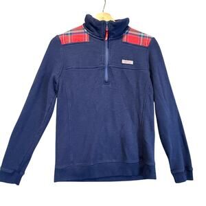 Vineyard Vines Jolly Plaid Shep Shirt 1/4 Zip Pullover Sweater S Small Women's